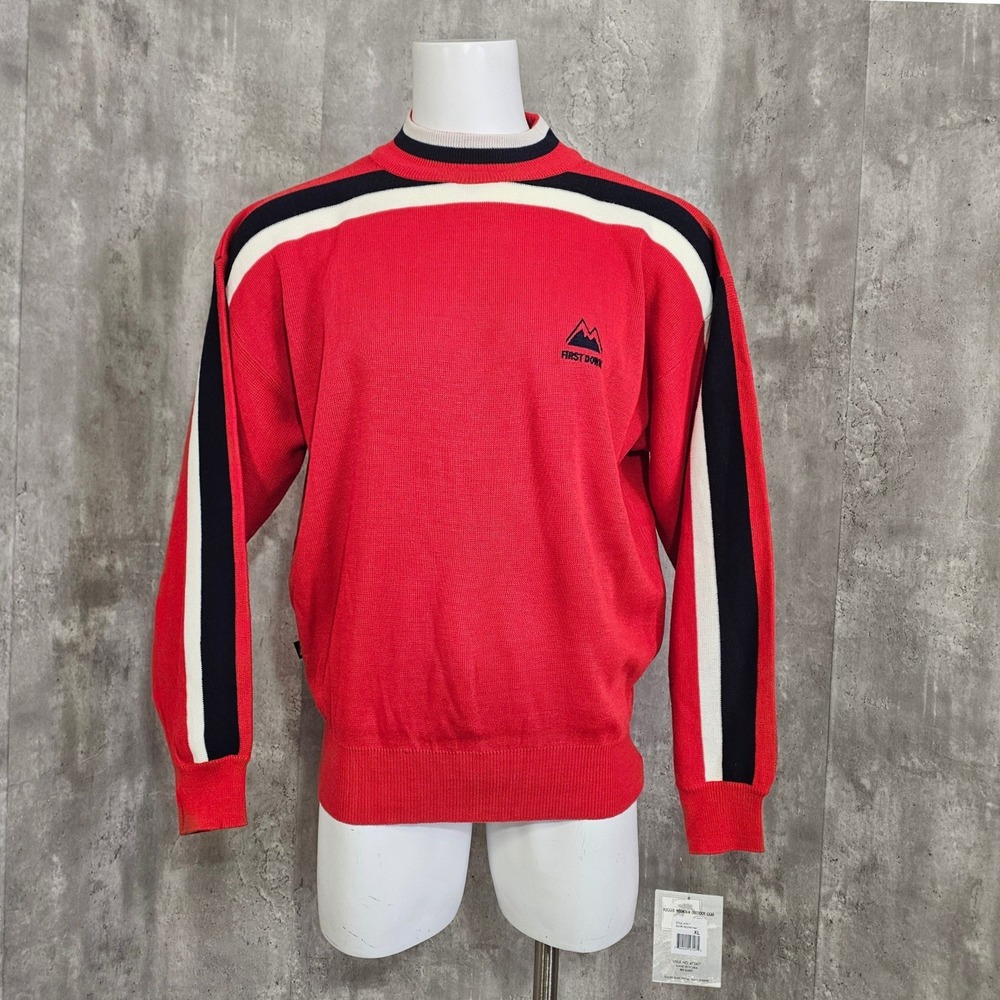 Vintage 90s‎ First Down Ski Sweater XL Neon Red Acrylic Outdoor Streetwear